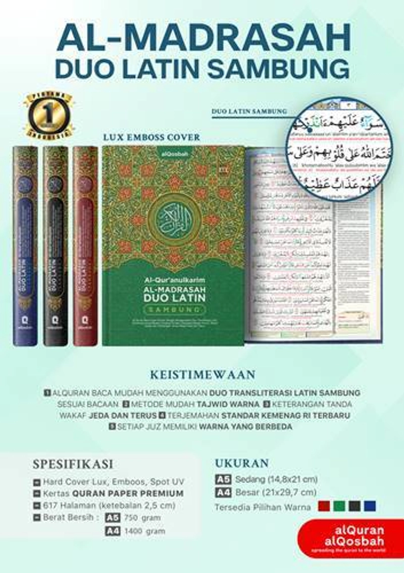 Al Qosbah Al-Qur'an Madrasah Duo Latin Sambung A4 Random