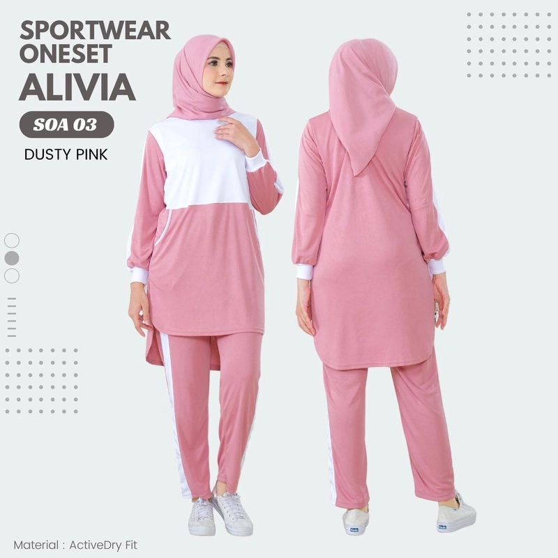 Product image Alivia House - BAJU OLAHRAGA ONESET ALIVIA SOA03 M Dusty Pink