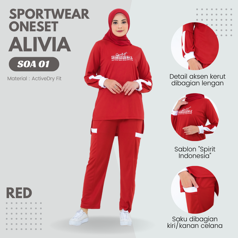 Product image Alivia House - BAJU OLAHRAGA ONESET ALIVIA SOA01 M RED