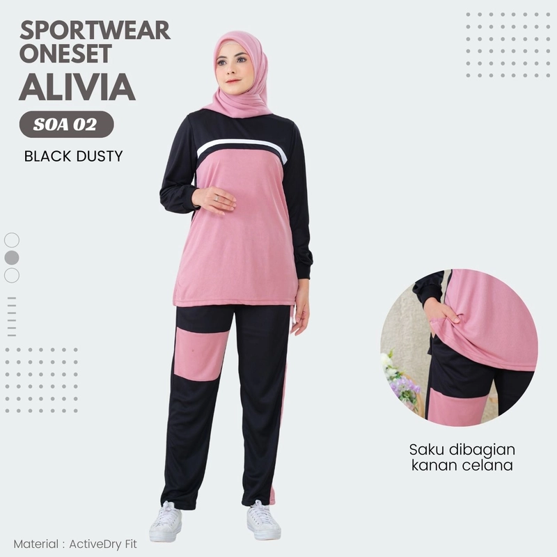 Product image Alivia House - BAJU OLAHRAGA ONESET ALIVIA SOA02 M Black Dusty