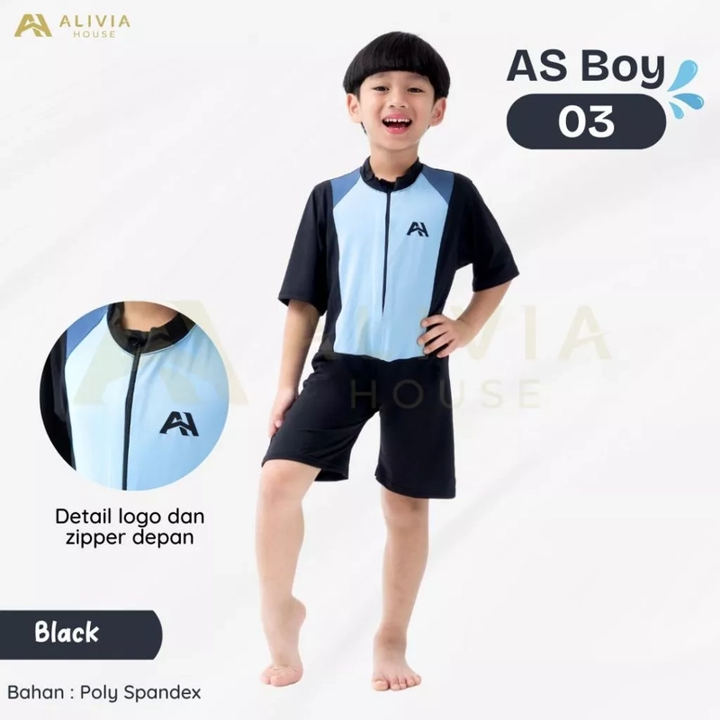 Product image Alivia House - Alivia Swimwear Kids Boy AS boy 03 Baju Renang Anak Laki-Laki Muslim - Baju Renang Cowok Anak Muslim Size 1 Black