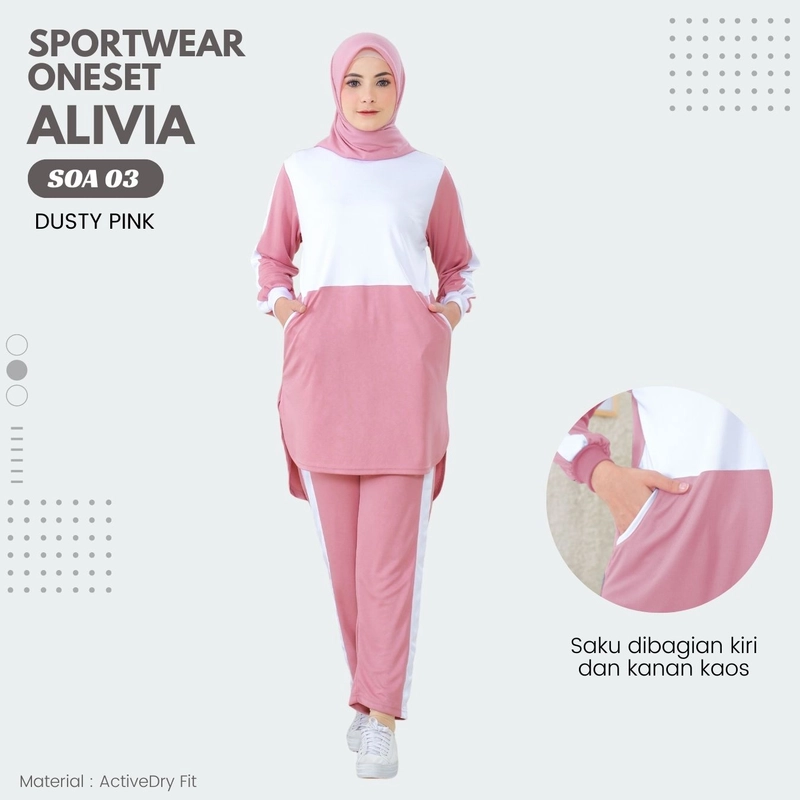 Product image Alivia House - BAJU OLAHRAGA ONESET ALIVIA SOA03 M Dusty Pink