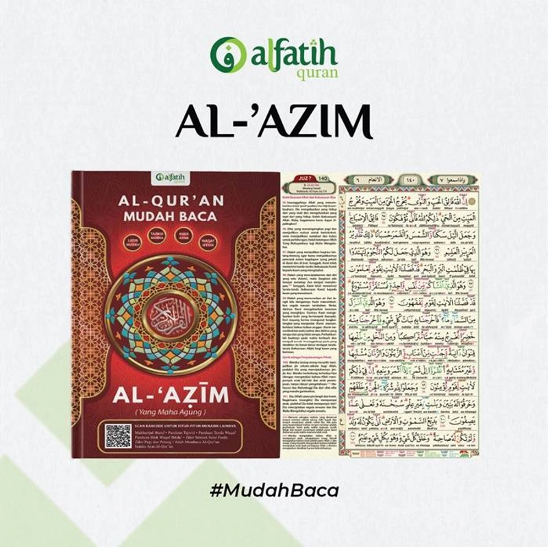 Product image Al Fatih Quran - QURAN AL AZIIM A4 LATIN PERKATA TEBAL & MUDAH BACA A4 HITAM