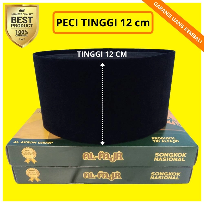 Product image Al Akrom Group - Peci Hitam Polos Tinggi 12 Cm 4 Hitam
