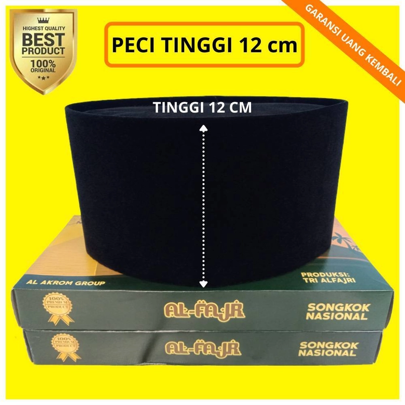 Product image Al Akrom Group - Peci Hitam Polos Tinggi 12 Cm 4 Hitam