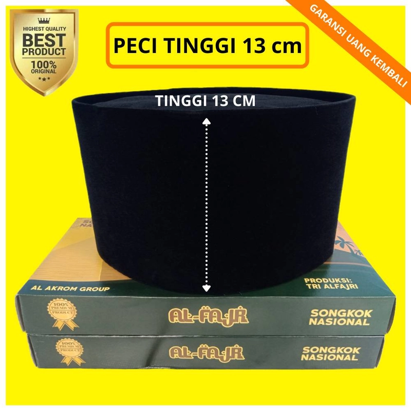 Product image Al Akrom Group - Peci Hitam Polos Tinggi 13 Cm 3 Hitam