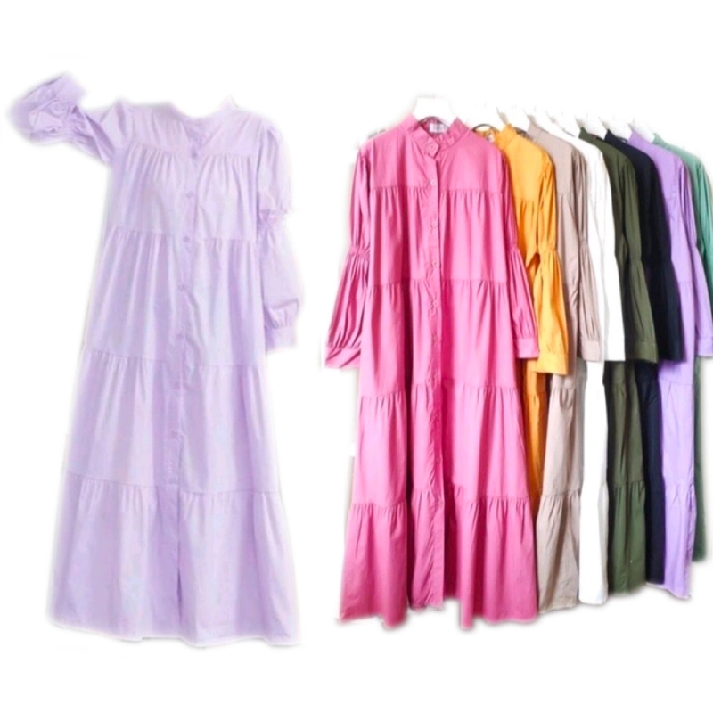 Product image Amha Collection - GAMIS WANITA MIDI DRESS POLOS KATUN LD 110 RANDOM