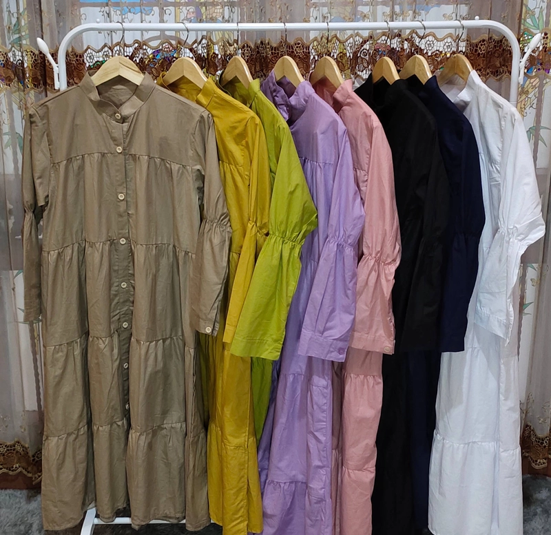 Product image Amha Collection - GAMIS WANITA MIDI DRESS POLOS KATUN LD 110 RANDOM