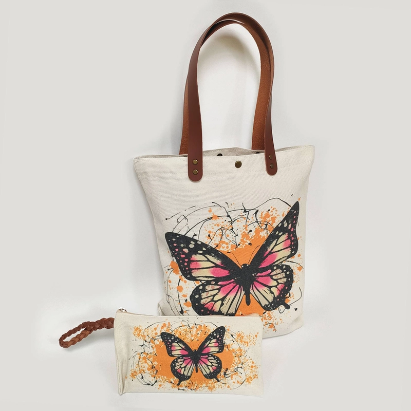 Product image Dewani - Totebag Vintage Set KUP S03 Tas Kanvas Seri Kupu 40x36x5 Cream