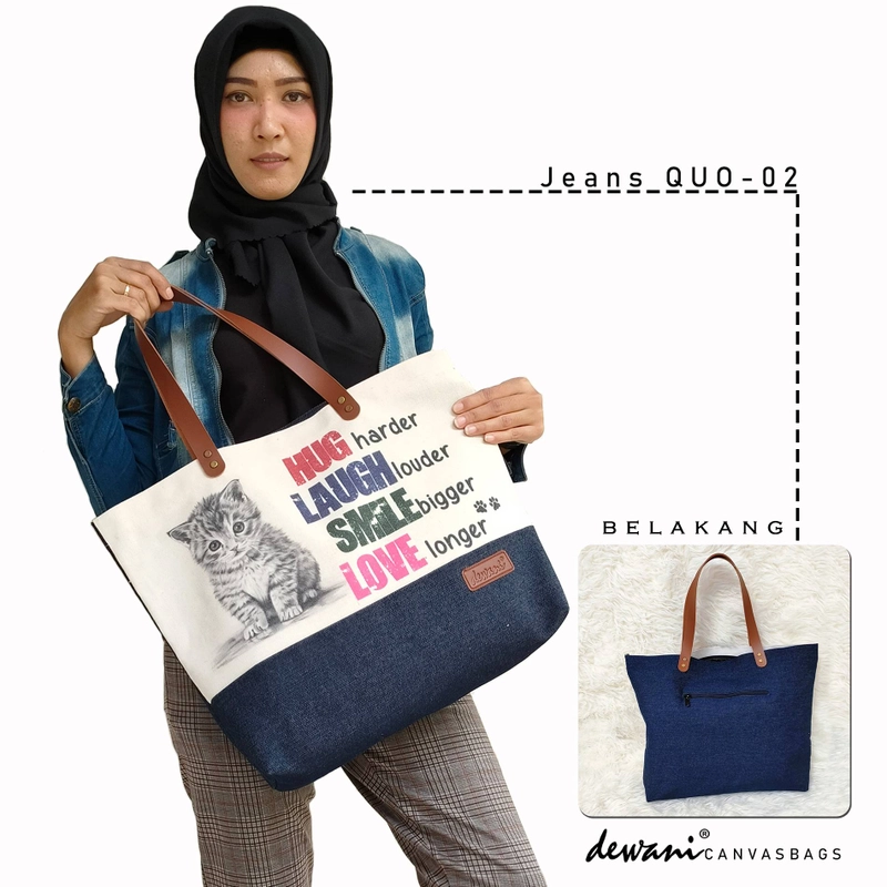 Product image Dewani - Totebag Jeans QUO 02 Tas Wanita Seri Quotes 49 X 35 X 10cm Jeans