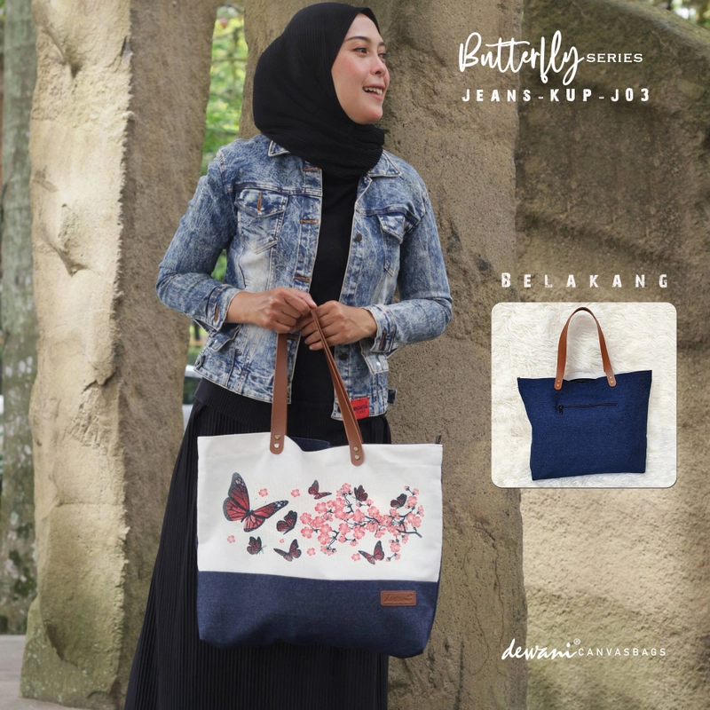 Product image Dewani - Totebag Jeans KUP J03 Tas Wanita Seri Kupu 49 X 35 X 10cm Jeans