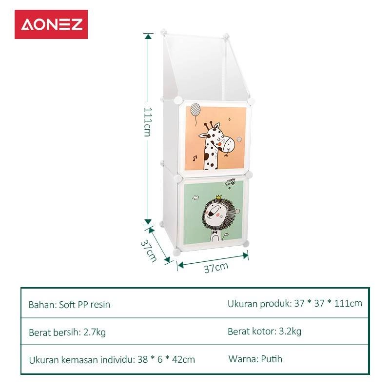 Product image AONEZ 1 column 2 door wardrobe with triangle - white 3,2 kg putih