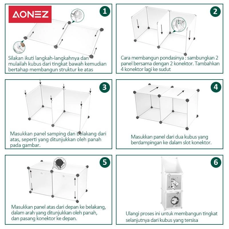 Product image AONEZ 1 column 2 door wardrobe with triangle - white 3,2 kg putih