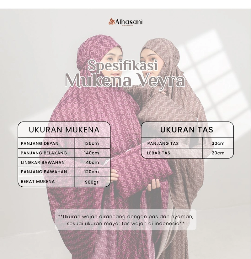 Product image Alhasani Official Store - Mukena Jersey Airy Motif Jumbo Dagu Tertutup Veyra Jumbo White