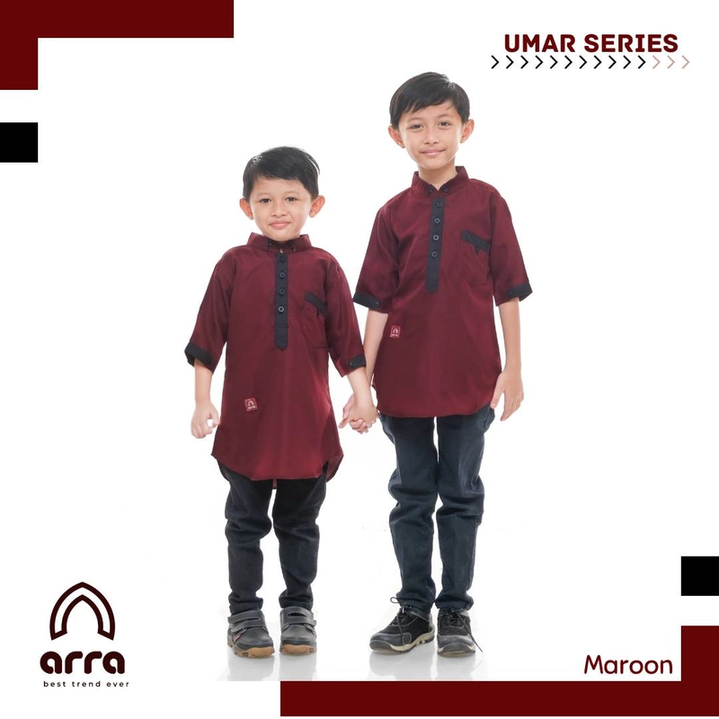 Product image Arra - Umar Koko Kurta Pakistan Anak S Maroon