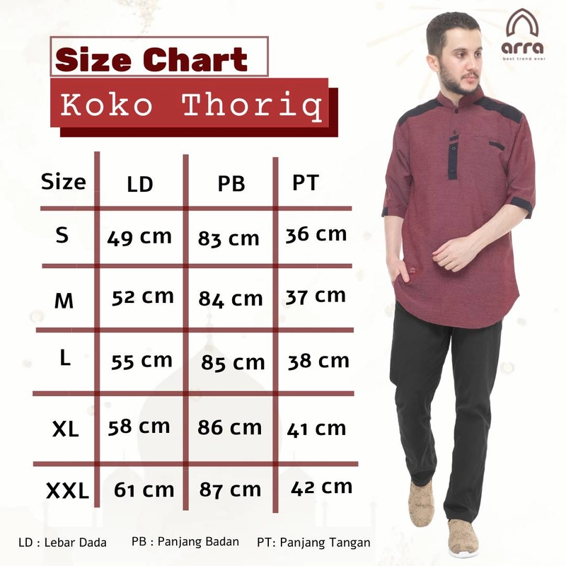 Product image Arra - Thoriq Koko Kurta Pakistan Dewasa S Maroon