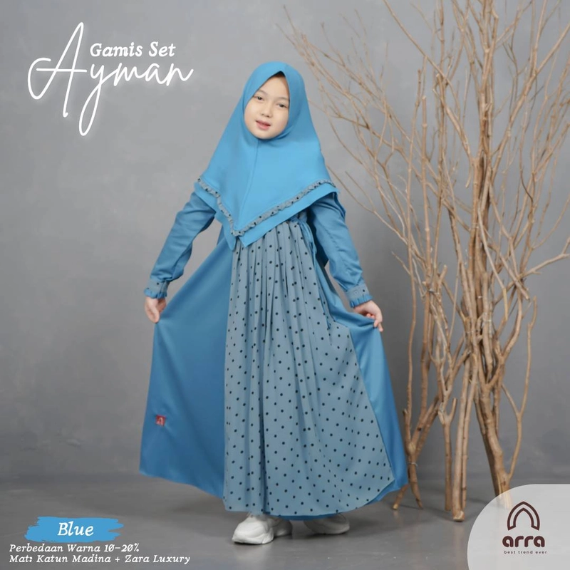 Arra - Sarimbit Ayman 01 Blue Khimar Anak All Size