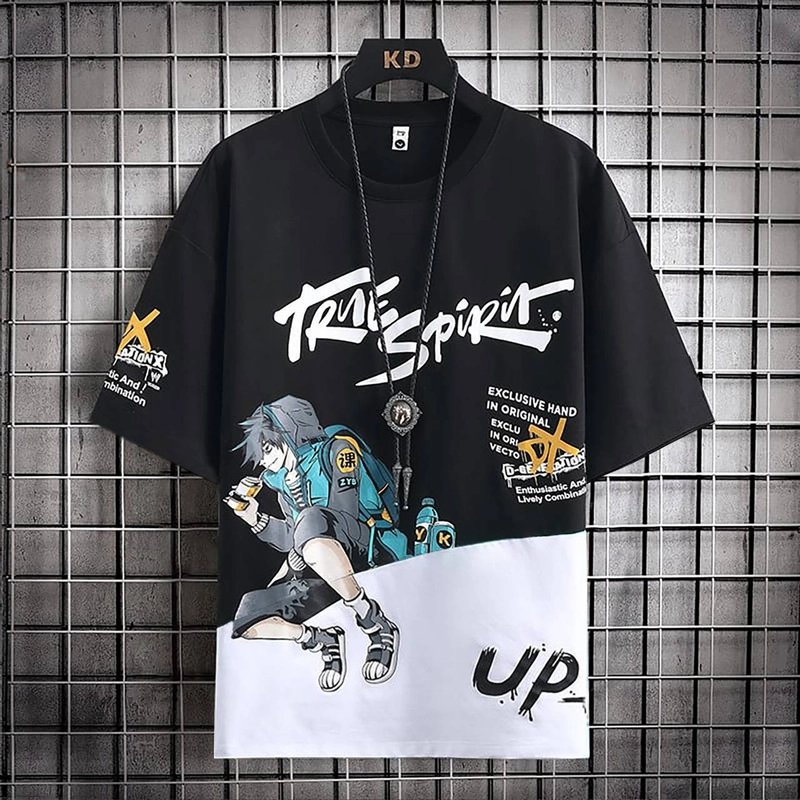 Product image Astro - Kaos Fashion Pria Pendek SPIAO Realpict M/L Hitam Putih