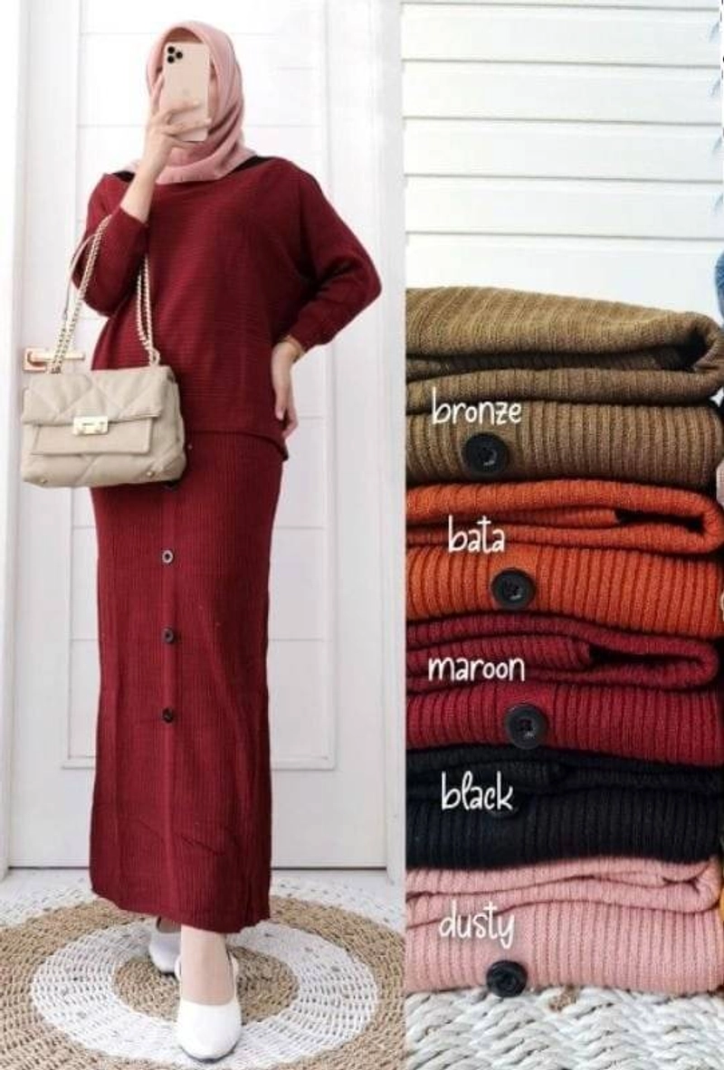 Product image Astro - Setelan Celana Rok Wanita Fashion SELIOZ Realpict L Fit To XL MARON