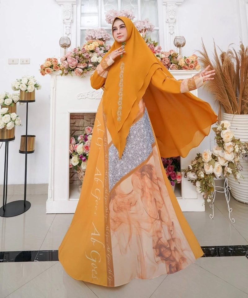 Product image Astro - Gamis Syari Premium ELIJFS Realpict L Fit To XL MUSTARD