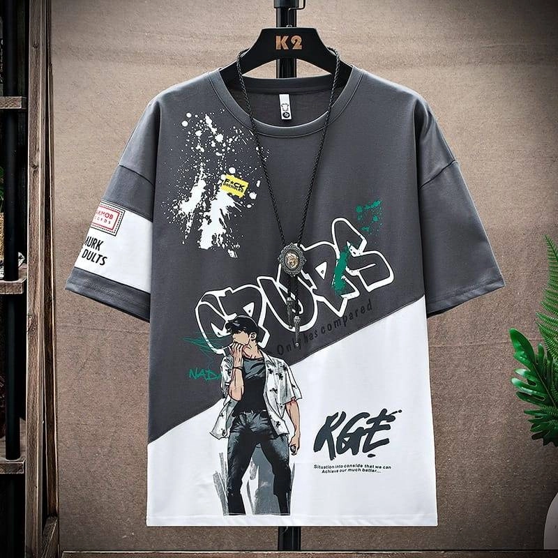 Product image Astro - Kaos Fashion Pria Pendek SPUAO Realpict M/L ABU TUA
