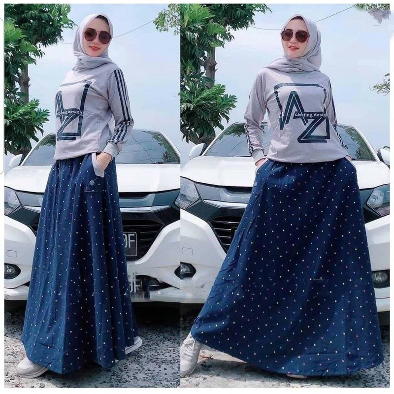 Product image Astro - Setelan Celana Rok Wanita Fashion AZOZ Realpict M/L ABU
