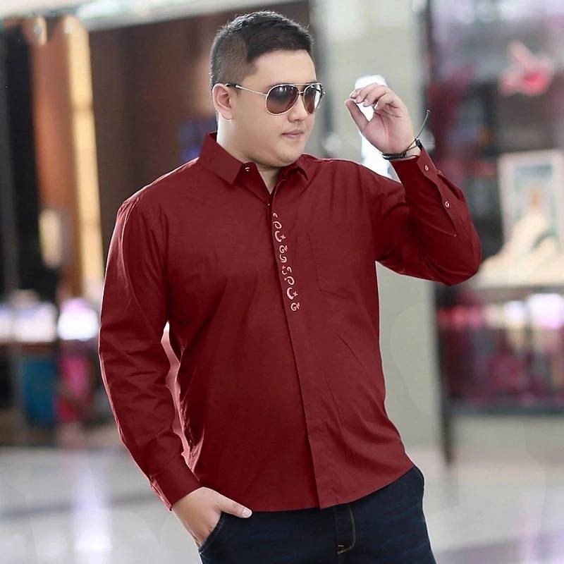 Product image Astro - Kemeja Panjang Pria Jumbo RUBLPP Realpict XXL MARON