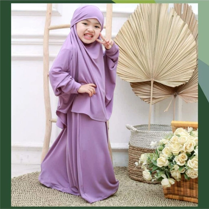 Product image astro - gami syari anak + kerudung RUBLM realpict 5 fit to 7thn lilac