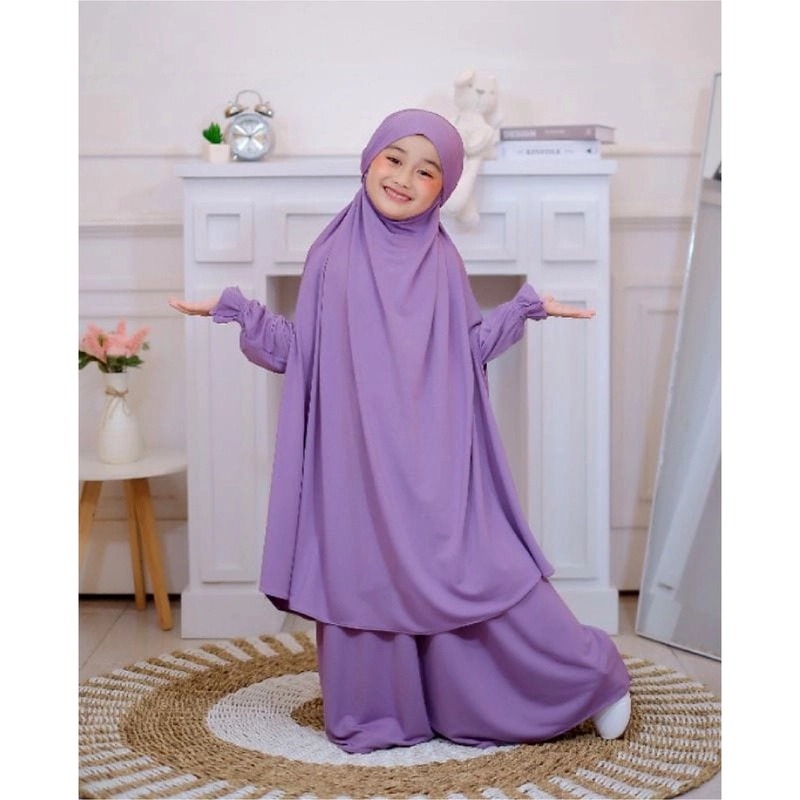 Product image astro - gami syari anak + kerudung ALINLM realpict 7 fit to 9 thn lilac