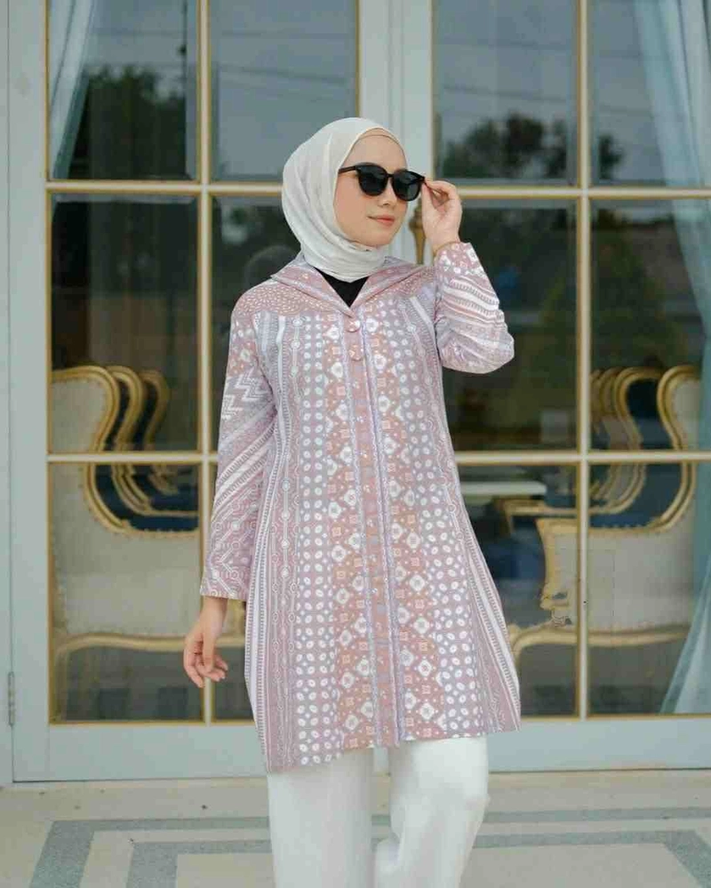Product image Batik Alfin - Baju batik tunik atasan model kekinian model terbaru warna soft M Coklat