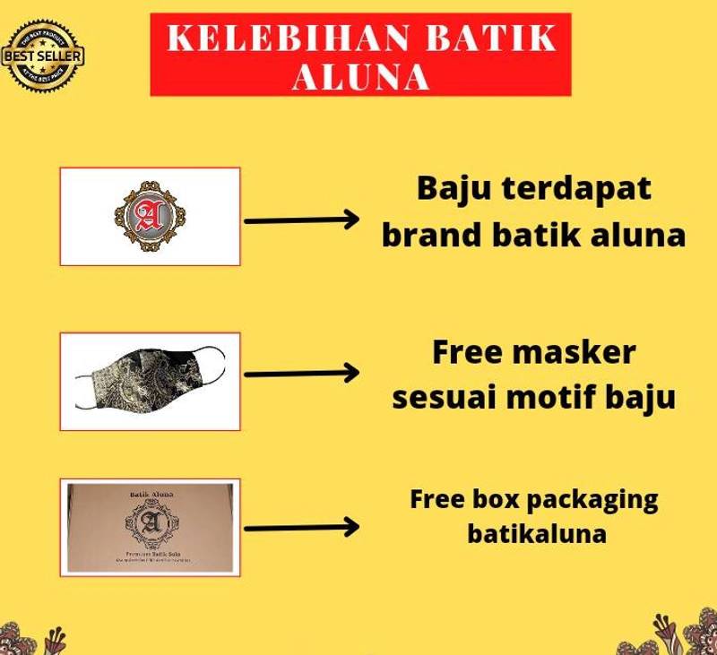 Product image Baju batik pria lengan pendek lapis furing katun premium free masker pd002 S BATIK