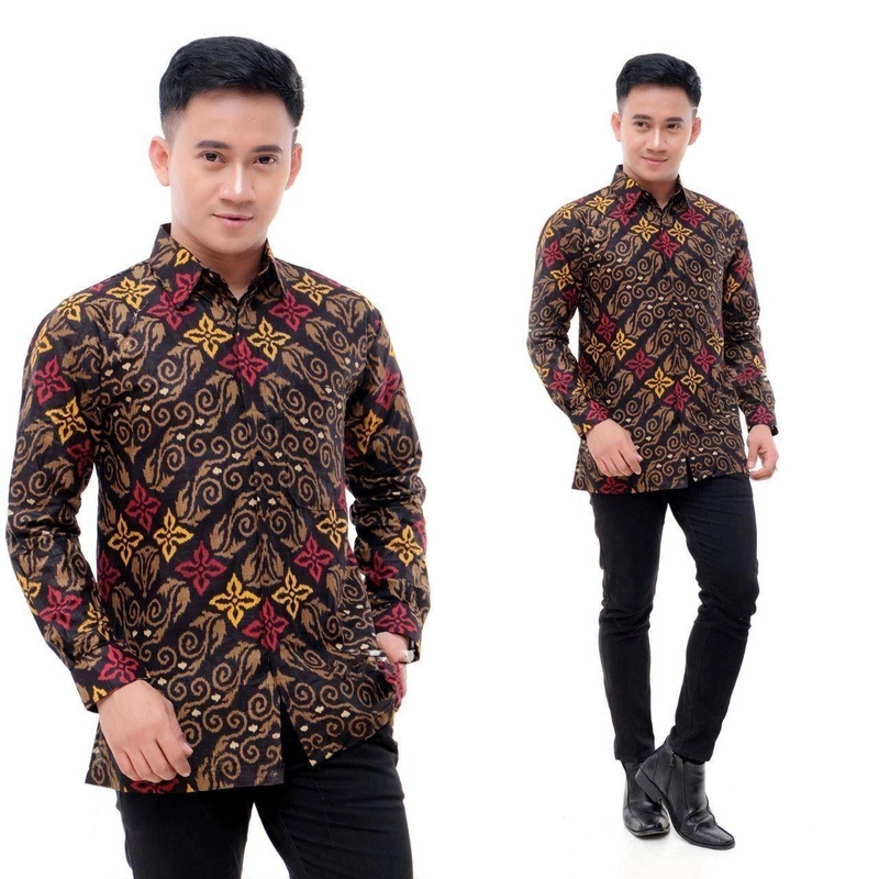 Product image Batik Berjaya - Kemeja lengan panjang batik rator M Coklat