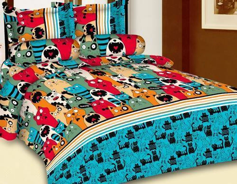 Product image [PO] Episopie - Sarung Kasur Busa Kartun Kucing Tebal 10 cm 90cm x 200cm