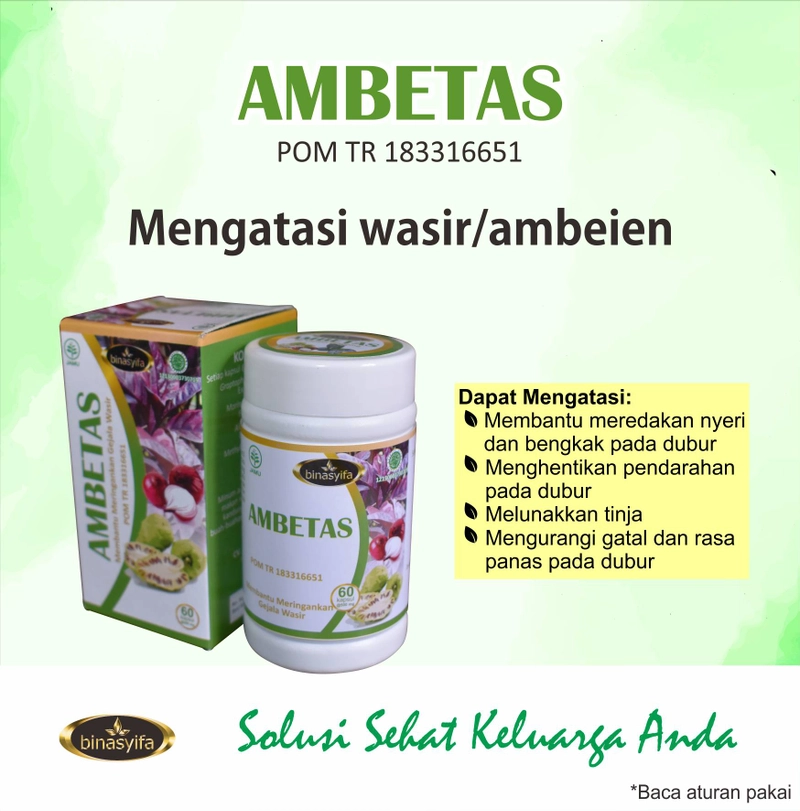 Product image AMBETAS Obat Herbal Wasir Ambeien Ambeyen Mengatasi Benjolan Dubur Sakit Binasyifa Kapsul Herbal 60 Kapsul Herbal