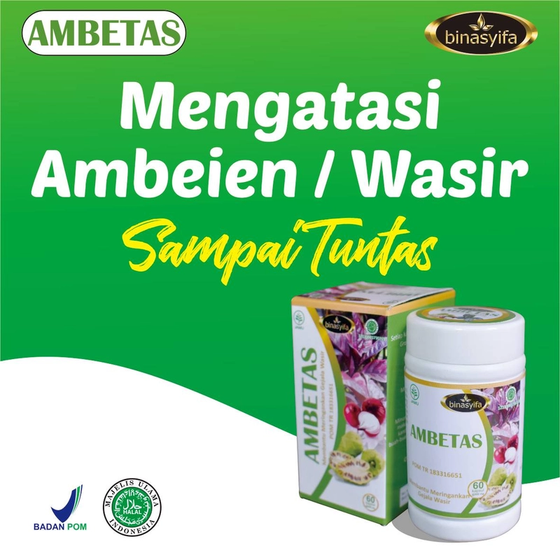 Product image AMBETAS Obat Herbal Wasir Ambeien Ambeyen Mengatasi Benjolan Dubur Sakit Binasyifa Kapsul Herbal 60 Kapsul Herbal