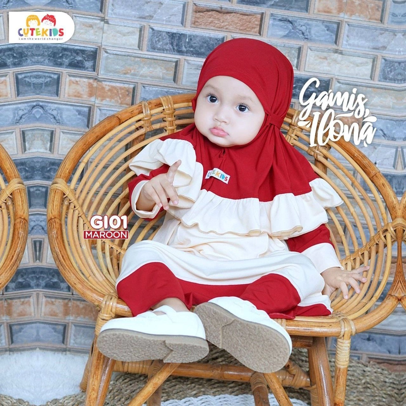Product image Cutebil Cuci Gudang - Gamis Ilona L GI01 Maroon
