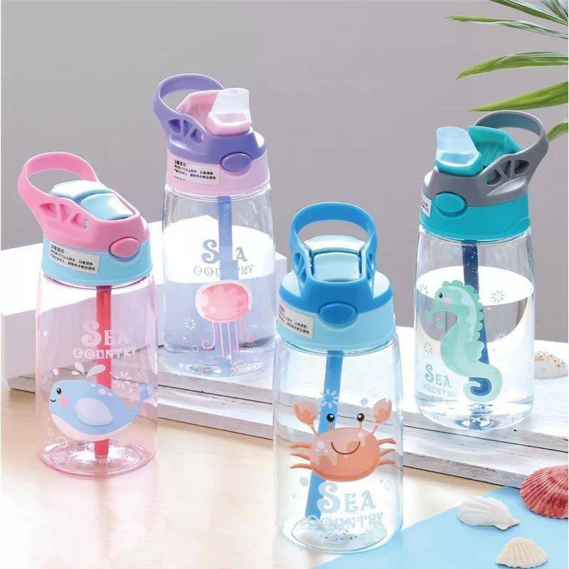 Blooming Deal Jakarta - Botol Minum Anak Ocean World dengan Sedotan BPA FREE 480ml (B818) 1 Pcs 480ml Pink