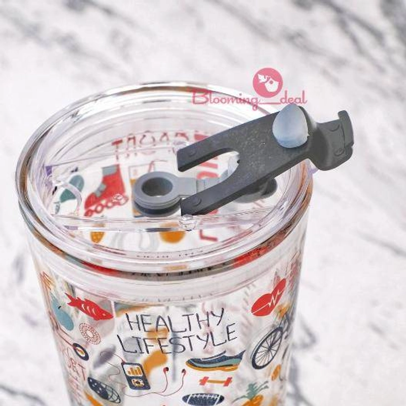 Product image Blooming Deal - Gelas Beling Karakter 350ml / Tumbler Botol Kaca Bonus Sedotan Kaca (H482) 500ml Random