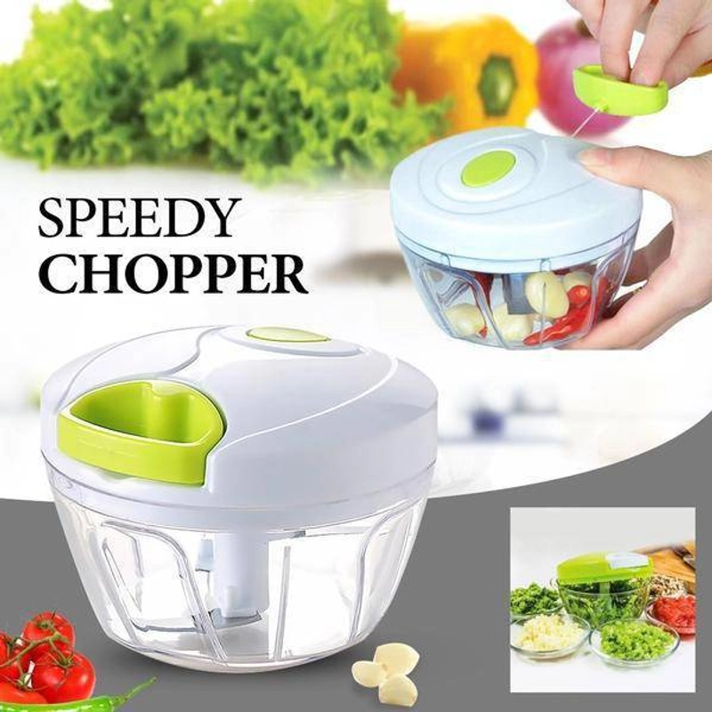 Product image Blooming Deal - Spin Cutter Alat Pemotong Daging Bawang Sayur Blender Tarik Tangan Manual Speedy Chopper 14 X 13 X 10 Cm Putih