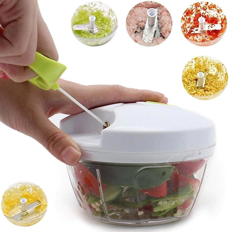 Product image Blooming Deal - Spin Cutter Alat Pemotong Daging Bawang Sayur Blender Tarik Tangan Manual Speedy Chopper 14 X 13 X 10 Cm Putih