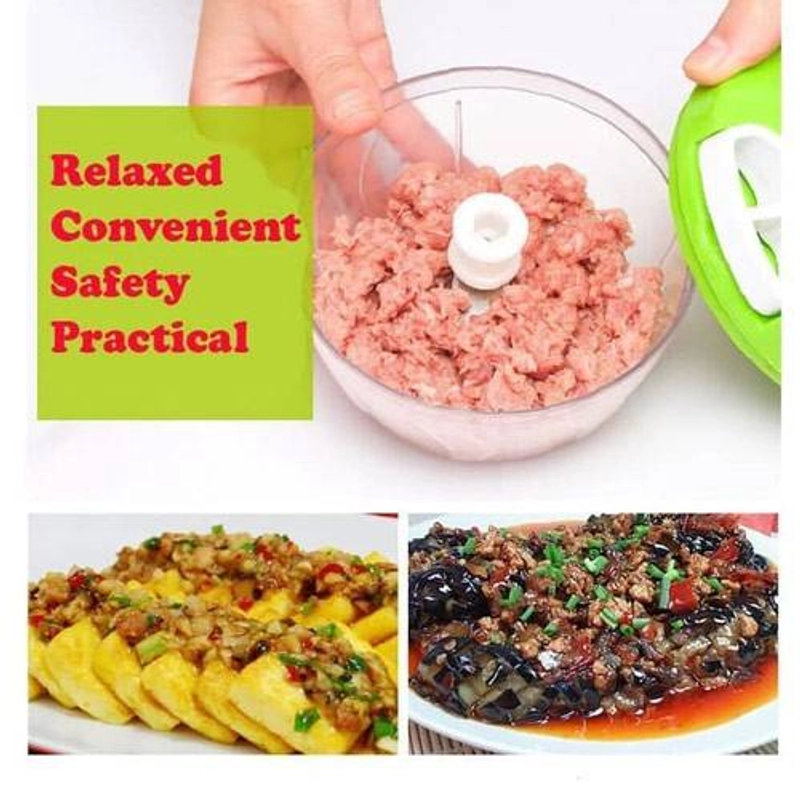 Product image Blooming Deal - Spin Cutter Alat Pemotong Daging Bawang Sayur Blender Tarik Tangan Manual Speedy Chopper 14 X 13 X 10 Cm Putih