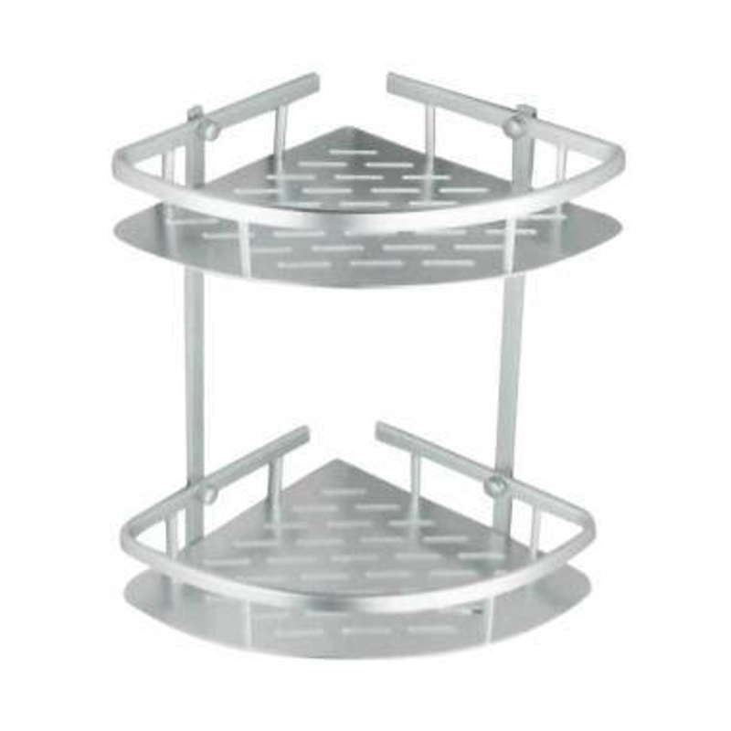 Product image Blooming Deal - Rak Sudut Dinding Kamar Mandi Alumunium 2 Susun (JH-004A) 1 Pcs Silver