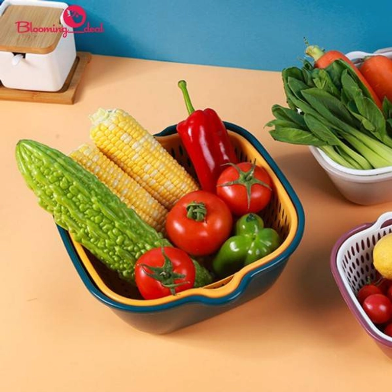 Product image Blooming Deal - Baskom Saringan Cuci Buah Sayur / Drain Basket 2 in 1 (DRAIN-BASKET) Random