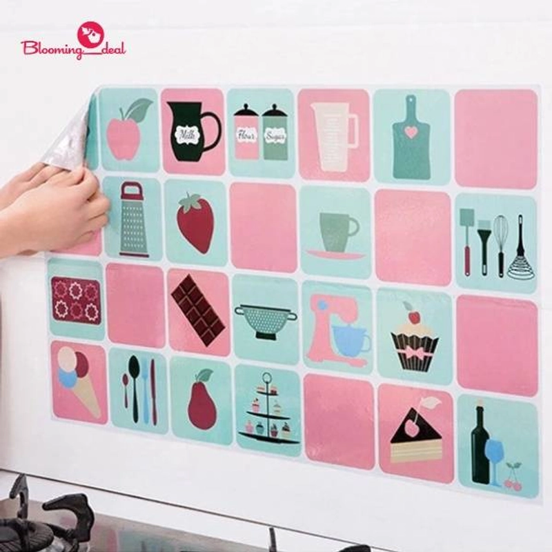 Product image Blooming Deal - Stiker Dapur Anti Minyak / Wall Sticker Dapur Aluminium Foil (STICKER-DAPUR) 1 Pcs Pink