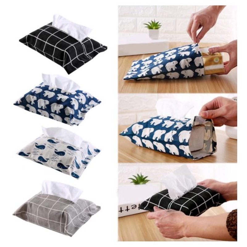 Product image Blooming Deal - Tempat Tissue Kain Karakter / Kotak Tissue Meja / Tempat Tissue Mobil (T-KAIN) 1 Pcs KotakHitam