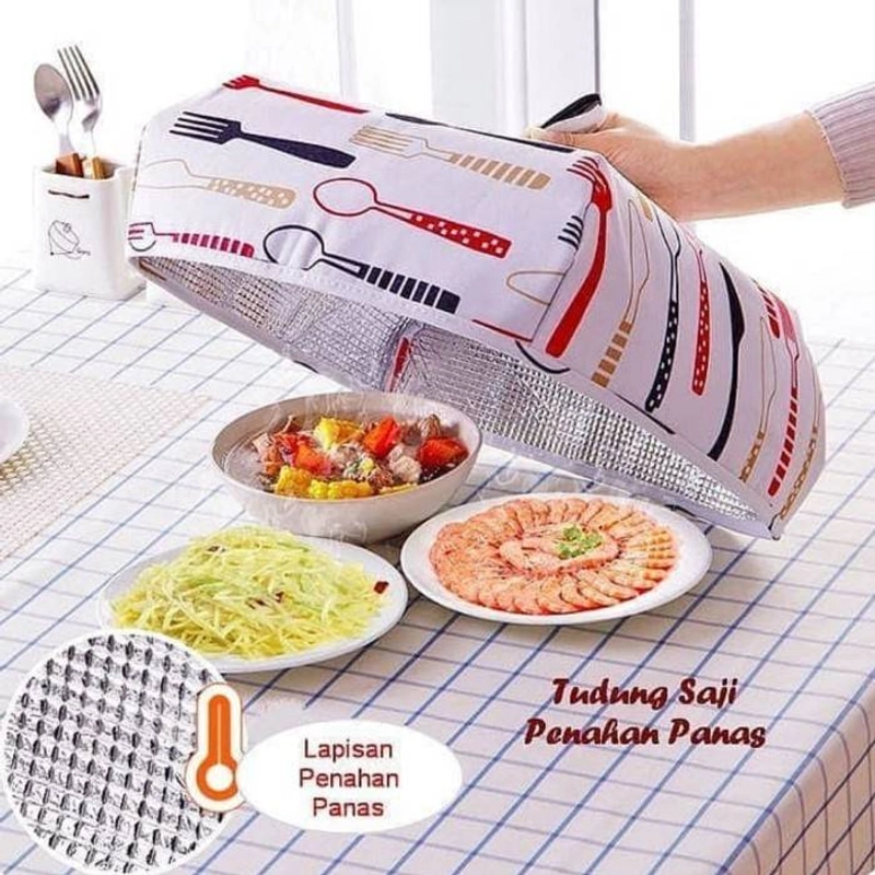 Product image Blooming Deal - Tudung Saji Lipat Penutup Makanan Penahan Panas ukuran Medium 36x36x15cm (TUDUNG-SAJI) 1 Pcs Fork Merah