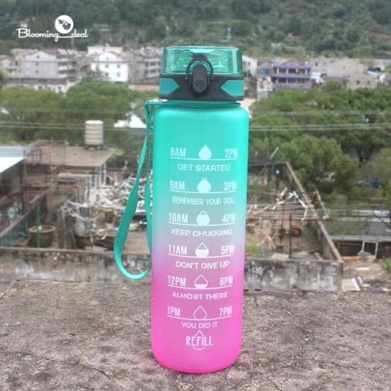 Product image Blooming Deal - Botol Minum Sport Pelangi Motivasi 1 Liter - 8023 1 Pcs Hijau