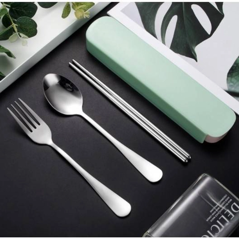 Product image Blooming Deal - Sendok Set Stainless Steel 4 in 1 / Portable Travel Cutlery Set (SENDOK-SET) 1 Pcs Hijau