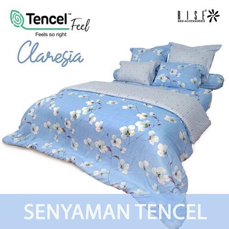 Product image BlueCloud Rise Sprei Bahan Tencel Motif Claresia 100 Biru Muda 100 x 200 x 40 Cm