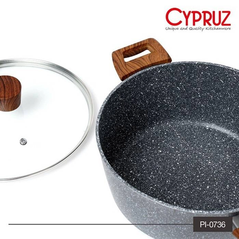 Product image Cypruz - Kuali Tutup Kaca PI-0736 Diameter 24 Cm Grey